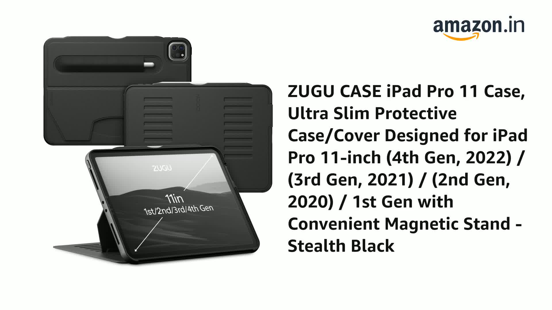 す*様 ZUGU CASE iPad Pro 11インチ用 ブラック【M4】 ZUGU CASE iPad Pro 11 Case, Ultra Slim Protective Case/Cover